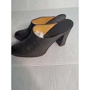 Tod's High Heeled Clogs Italian Leather Black Town and Country Mules 10.5